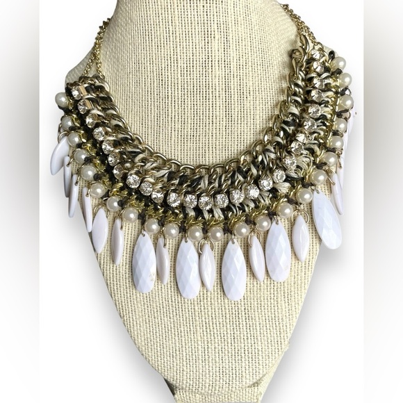 Multi-Colored Gold Tone Adjustable Statement Necklace - Picture 3 of 5